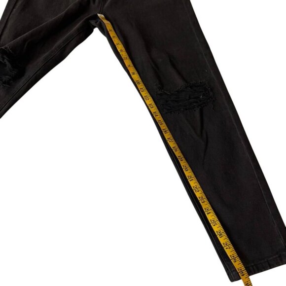 Missguided Busted Knee High-Rise Mom Jeans Black Denim US 8R Distressed Casual - Picture 10 of 11